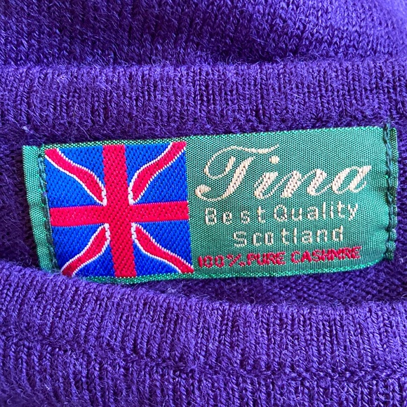 Vintage 100% Cashmere Navy Blue Cropped Sweater Sz 10 - Picture 5 of 7